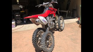 CRF150r Big Wheel Conversion amp Test Ride [upl. by Dlareme]