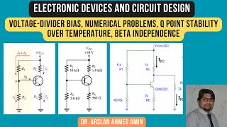 VoltageDivider Bias Numerical Problems Q Point Stability over Temperature Beta Independence [upl. by Mychael]