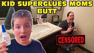 Kid Temper Tantrum Super Glues Moms Butt To Toilet Seat  Superglue Prank Gone Wrong Original [upl. by Naol]