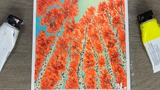 Autumn Birch Tree Painting for Beginners  Acrylic Painting for Beginners [upl. by Willmert]