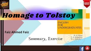 Homage to Tolstoy by Faiz Ahmed Faiz  Summary and Exercise  EnglishforUndergraduate [upl. by Ely88]