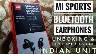 Mi Sports Bluetooth Earphones Basic Unboxing  INDIAN Unit [upl. by Nylarad]