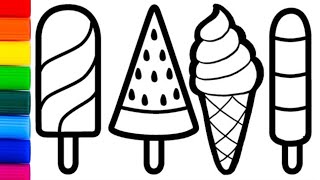 how to draw icecream  how to draw amp colourkids art kids drawing icecream drawing for kids [upl. by Naginnarb]