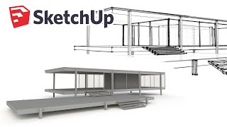 World’s Greatest Architecture  Modeling the Farnsworth House  Sketchup 2019 [upl. by Sueahccaz]