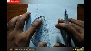 How to draw graticule of Polar Zenithal Stereographic Projection ka graticule kaise banaye [upl. by Erdnael]