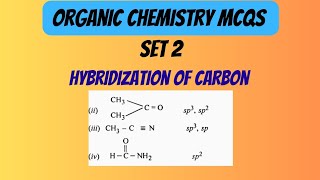 Hybridization of Carbon in organic compounds mcqs set 2  mdcat  ecat neet jee [upl. by Welcher482]