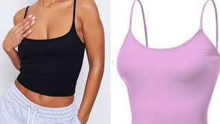 How to make camisole top for beginners  DIY spaghetti strap top [upl. by Neillij745]