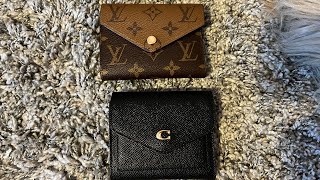 Comparison between COACH WYN WALLET and LOUIS VUITTON VICTORINE WALLET [upl. by Lalo]