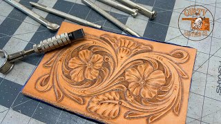 Beginner Leather Tools Only  Tooling a Floral Pattern [upl. by Martynne]