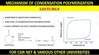 LECTURE 3 CONDENSATION POLYMERIZATION  STEP GROWTH POLYMERIZATION [upl. by Meggy860]