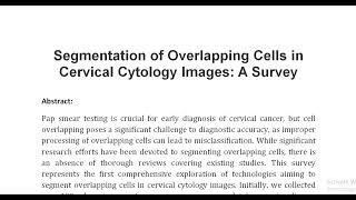 Segmentation of Overlapping Cells in Cervical Cytology Images A Survey [upl. by Leon]