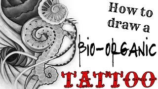 How to draw a Bioorganic tattoo Tattoo artist step by step tattoo flash design tutorial 2021 [upl. by Loraine512]