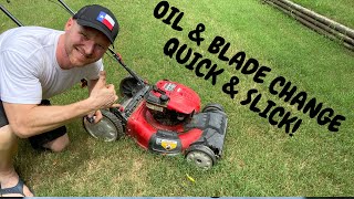 Troy Bilt Lawn Mower Oil Change and New Blade QUICK amp SLICK [upl. by Alitta]