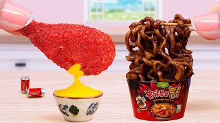 Korean Food Recipe 😍 Miniature Fried Chicken Cheetos Black Bean Noodles 💕 Mini Cooking [upl. by Epner]