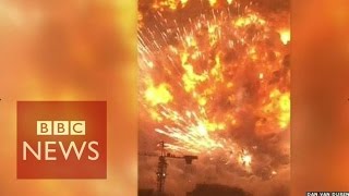 Tianjin explosion video captures fear of eyewitnesses  BBC News [upl. by Akienat]