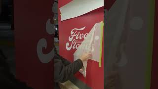 White Vinyl on Red Wall 1 signs oddlysatisfying satisfying shorts installation vinyl [upl. by Spalding593]