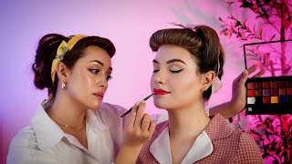 ASMR Satisfying PinUp Perfect 1950s Makeup  ASMR Unintentional Triggers Soft Spoken Roleplay [upl. by Corydon]