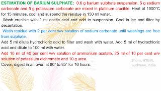 Gravimetry Estimation of BaSO4 by Shom Prakash Kushwaha HYGIA INDIA [upl. by Eceinert]