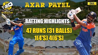 IND Vs SA Highlights Axar Patels Fearless 47 Runs In T20 WC Final I Axar Patel Batting Highlights [upl. by Avie]