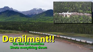 Derailment near Hinton Alberta shuts down the mainline June 1st [upl. by Idelson761]