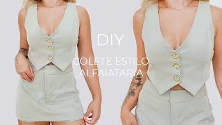 DIY  COLETE ESTILO ALFAIATARIA  Molde e costura [upl. by Atsylak434]