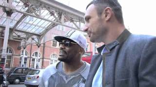 Vitali Klitschko v Dereck Chisora with Robin Reliant Head to Head Arrival  for iFILM LONDON [upl. by Tuhn399]