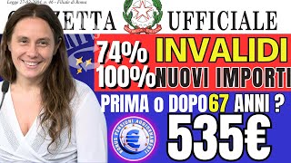 🔴535 INVALIDITA CIVILE PRIMA DOPO 67 ANNI CAMBIANO IMPORTI E REDDITI 👉 invalidi parziali ❗️ [upl. by Riehl]