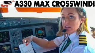 Landing AER LINGUS A330 with MAXIMUM CROSSWIND  Cockpit Views [upl. by Ditmore]