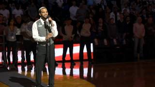 Bryan Bautista Barclays Center Usher Sings National Anthem At Nets Game [upl. by Ytsim454]