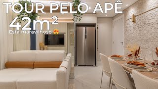 TOUR PELO APARTAMENTO 42M²  UMA GRAÇA 😱🥰 tour apê modelo decorado 42m² [upl. by Pavier102]