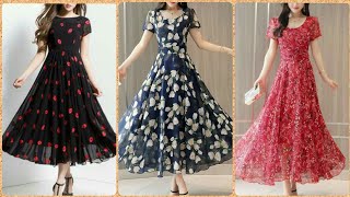 Beautiful Floral Printed Chiffon Frocks Designs For LadiesCasual  partywear [upl. by Milt102]