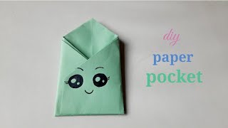 How to make paper pocket  make pocket with paper  easycraft [upl. by Chapland]