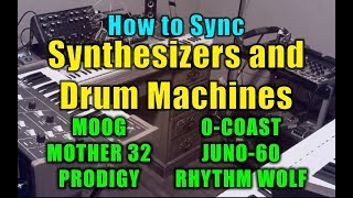 Tutorial and Demo How to Sync Synths Sequencers and Drum Machines synthesizers drummachines [upl. by Nywde]