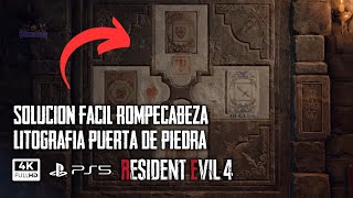 Solucion Rompecabeza de Litografia Puerta de Piedra Resident Evil 4 Remake [upl. by Kcaz]