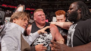 John Cena and Brock Lesnars chaotic brawl Raw April 9 2012 [upl. by Eurd95]