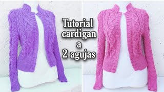 Cómo tejer un cardigan o suéter abierto trenzado a dos agujas 1a parte  knit cable cardigan [upl. by Adia]