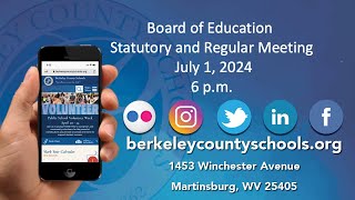 Berkeley County Board of Education Meeting  July 1 2024 [upl. by Ibrik]