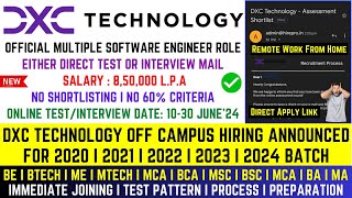 Finally DXC Technology OFF Campus Bulk Hiring Announced For 2024 20232020 Batch  Salary 85 LPA [upl. by Shirline56]