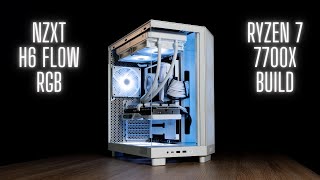 NZXT H6 Flow RGB  Full White PC Gaming PC Build  Ryzen 7 7700X PC Build [upl. by Coppinger940]