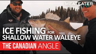 Ice Fishing for Shallow Water Walleye  The Canadian Angle [upl. by Airottiv]