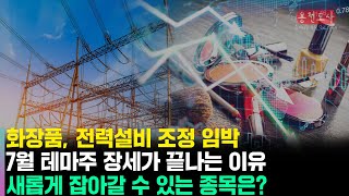 화장품 전력설비 관련주 조정 임박  알아야 전략을 세울 수 있습니다 7월 시장은 테마주 장세 종료 이후 새롭게 움직일 수 있는 종목들을 미리 선점해야 하는 시장 [upl. by Mcgannon]