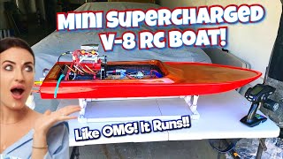 Mini Supercharged V8 Rc Boat Puke Tank test Running [upl. by Zetram]