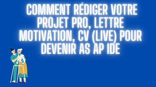 Comment rédiger votre dossier as ap  infirmier parcoursup  live [upl. by Annaierb]