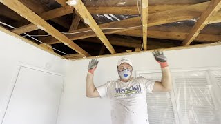 How to Remove a Plasterboard Ceiling Safely with Makita Drywall Cutter [upl. by Airehs87]