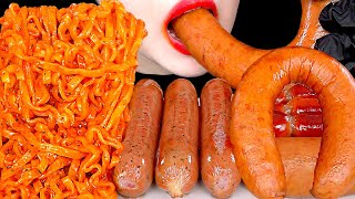 ASMR MUKBANG  SPICY CARBO FIRE NOODLES SAUSAGES 까르보불닭볶음면 킬바사소세지 먹방 EATING SOUNDS 咀嚼音  ZOEY ASMR [upl. by Feodore]