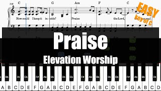 🎹Elevation Worship  Praise Key of C  Sheet  Lyrics  Chords Piano Easy Tutorial🎹 [upl. by Ronen]