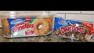 Hostess Jumbo Donettes Glazed Cake Donuts amp Peanut Butter Ding Dongs Review [upl. by Burrell]