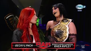 Rhea Ripley confronta a Becky Lynch en Backstage  WWE Raw 22012024 En Español [upl. by Durware]