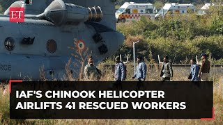 IAFs Chinook airlifts 41 rescued workers to AIIMS Rishikesh for further medical examination [upl. by Ycnuahc]