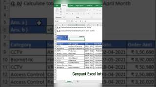 Genpact Excel Interview Questions Part 2  Excel shorts [upl. by Nolrak]